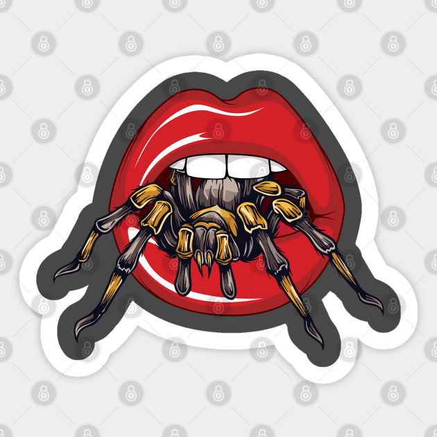 Scary spider crawling out of mouth Spider Sticker TeePublic